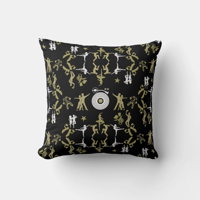 Gold Dancer Patterned Home Decor Throw Pillow (Front)