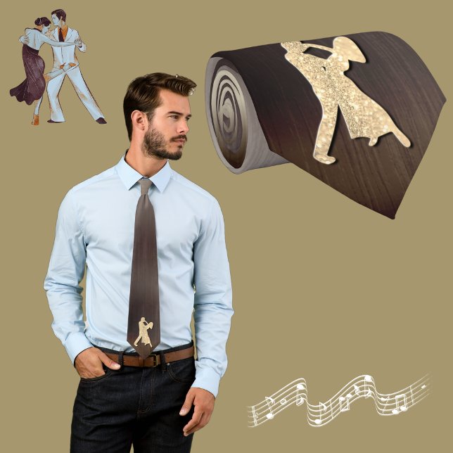 Gold Dancers Silhouettes ( faux glitter ) Neck Tie (Creator Uploaded)