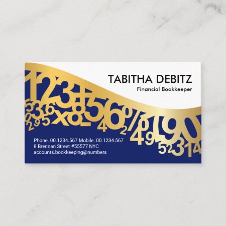 Gold Dancing Numbers Wave Business Card
