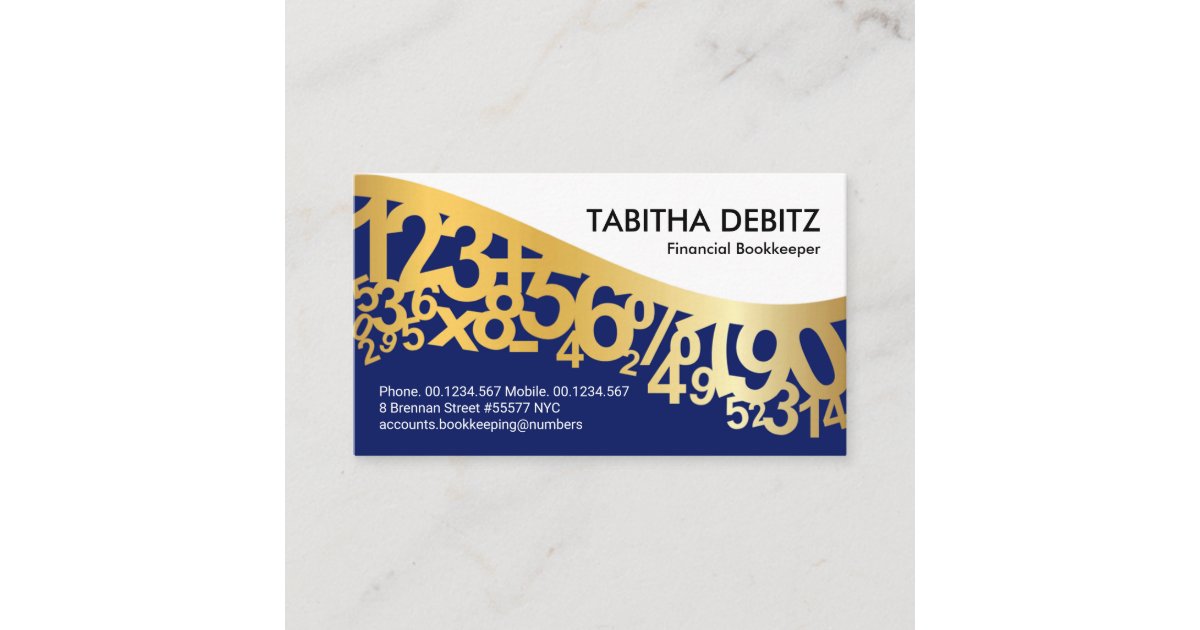 Dancing Numbers Design Gold Dancing Numbers Wave Business Card | Zazzle