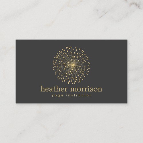 GOLD DANDELION STARBURST LOGO on DARK GRAY Business Card