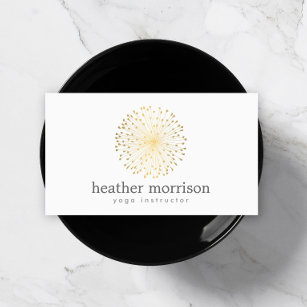 GOLD DANDELION STARBURST LOGO on WHITE Business Card