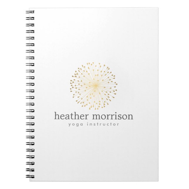 GOLD DANDELION STARBURST LOGO on WHITE Notebook (Front)