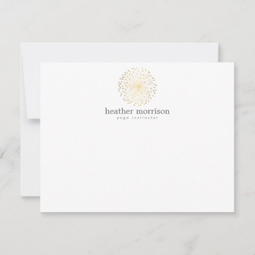 GOLD DANDELION STARBURST LOGO on WHITE Notecard