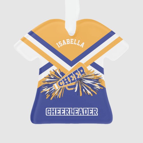 Gold Dark Blue and White Cheerleader Ornament