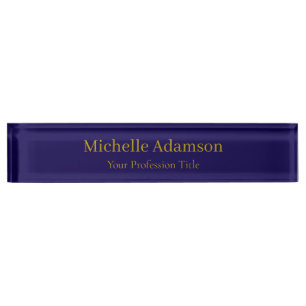 Gold & Dark Blue Color Professional Plain Modern Desk Name Plate