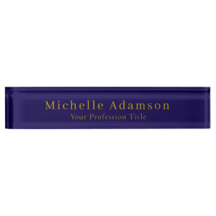 Gold & Dark Blue Color Professional Plain Modern Desk Name Plate