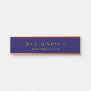 Gold & Dark Blue Color Professional Plain Modern Door Sign