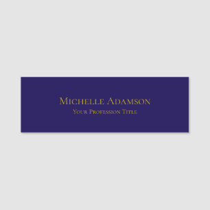 Gold & Dark Blue Color Professional Plain Modern Name Tag