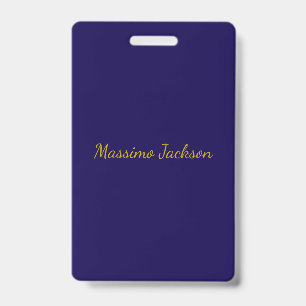 Gold & Dark Blue Color Professional Plain Own Name Badge