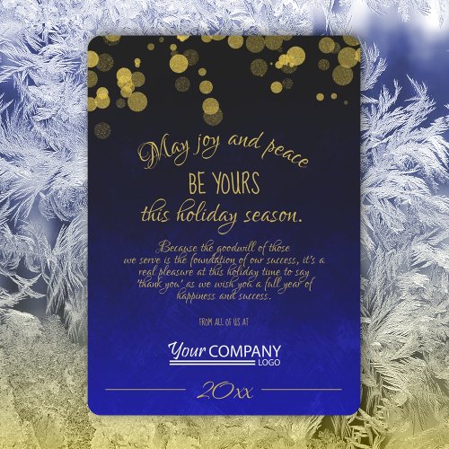 Gold Dark Blue Company Holiday Card