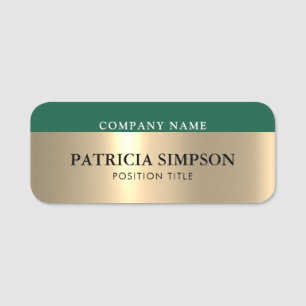 Gold & Dark Green For Business Casual Or Any Event Name Tag
