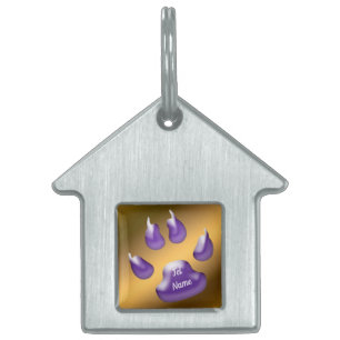 Gold Dark Purple Cat Pet ID tag