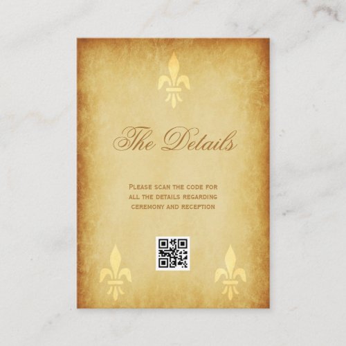 Gold de luxe French style fleur de lis details QR  Enclosure Card