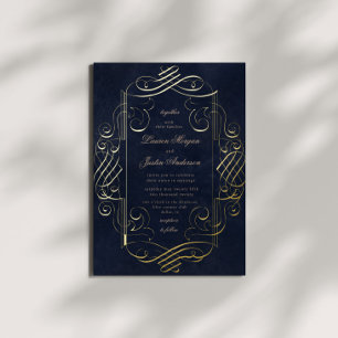 Gold Deco Ornament Wedding Foil Invitation