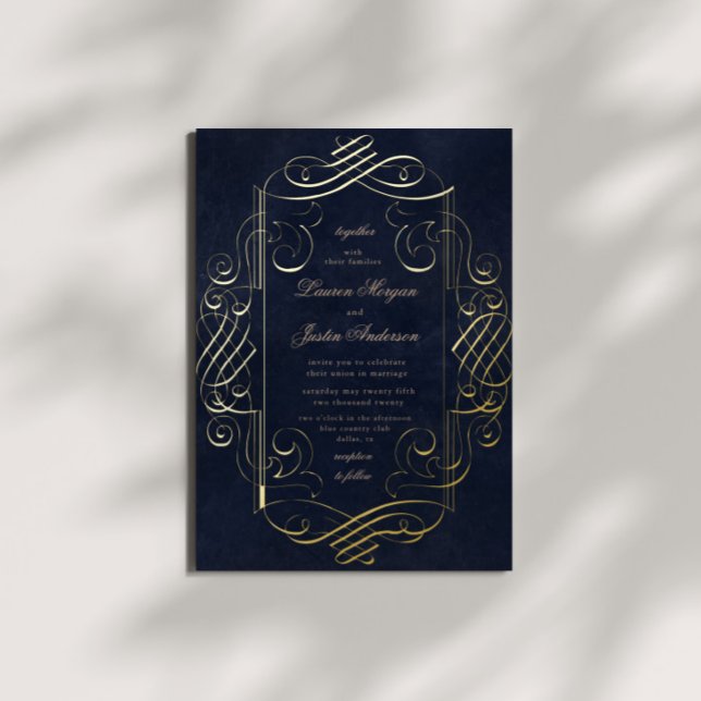 Gold Deco Ornament Wedding Foil Invitation (Creator Uploaded)