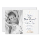 Gold decor Baptism custom photo Invitation