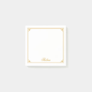 Gold Decorative Border Script Post it Notes