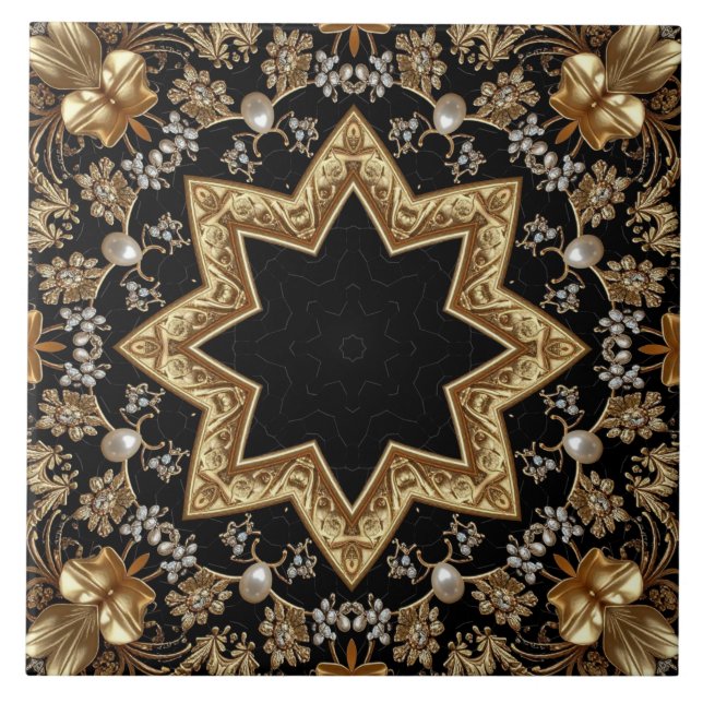 Gold Decorative Ceramic Tile (Front)