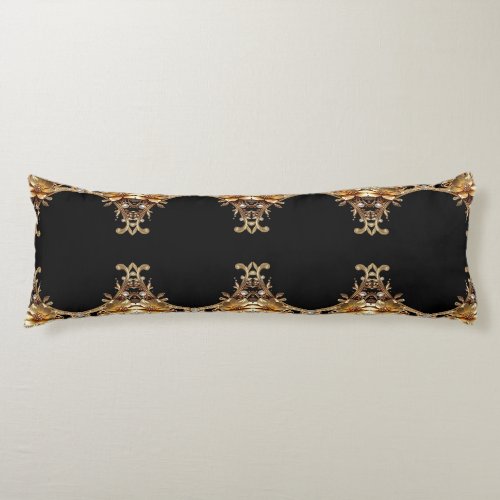 Gold Decorative Flowers Body Pillow
