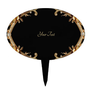Gold Decorative Flowers Cake Topper