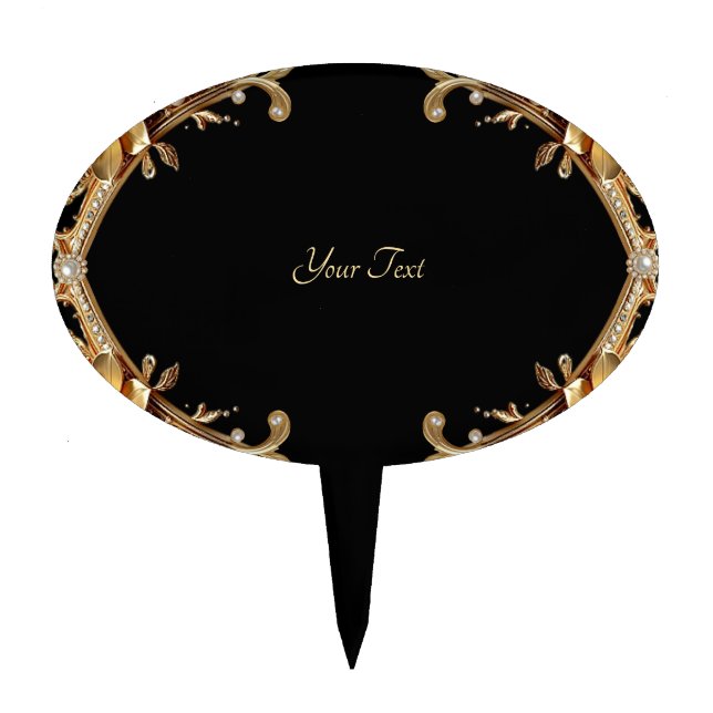 Gold Decorative Flowers Cake Topper (Front)