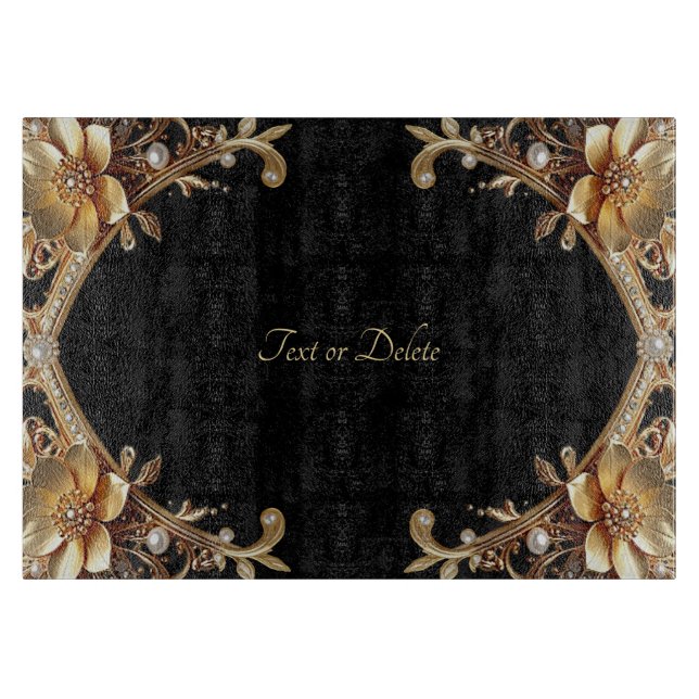 Gold Decorative Flowers Cutting Board (Front)