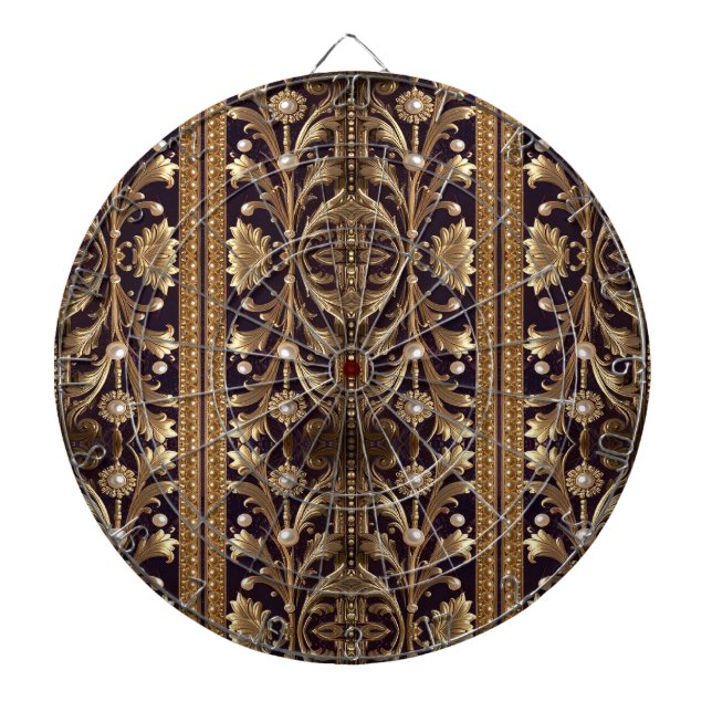Gold Decorative Flowers Dartboard (Front)