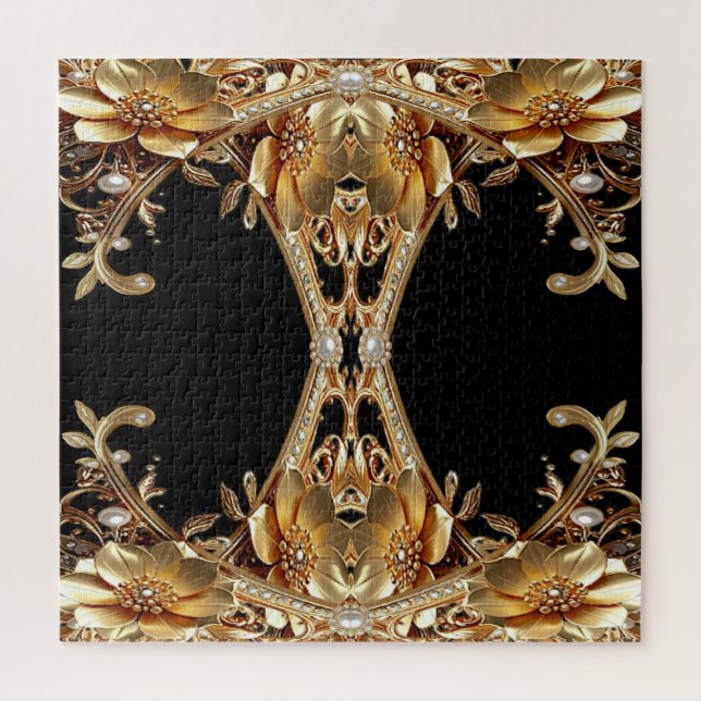 Gold Decorative Flowers Jigsaw Puzzle (Vertical)