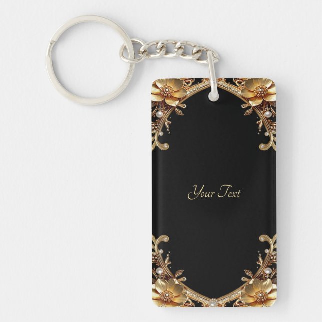 Gold Decorative Flowers Keychain (Front)