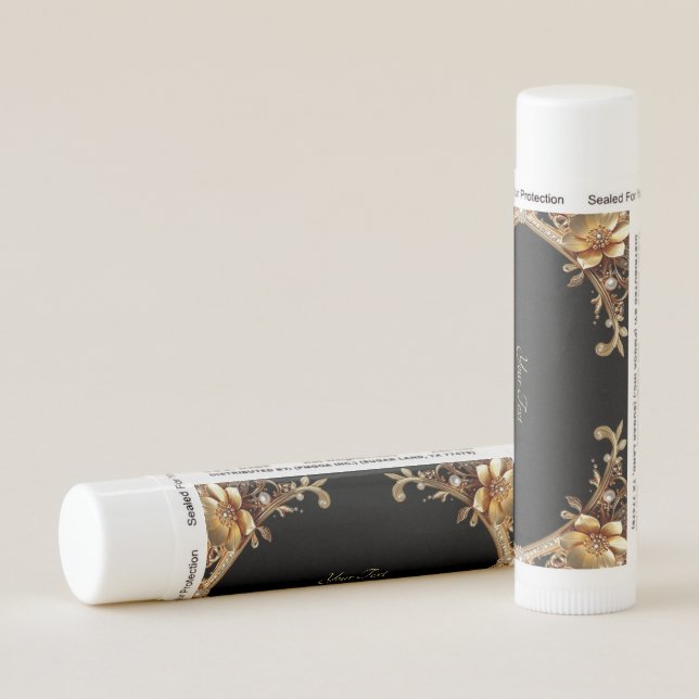 Gold Decorative Flowers Lip Balm (Rotated Right)