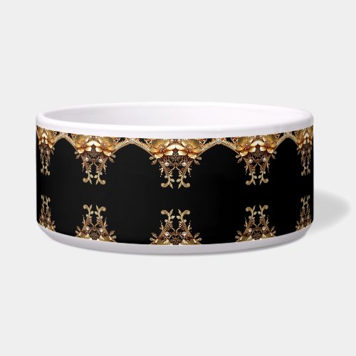 Gold Decorative Flowers Pet Bowl