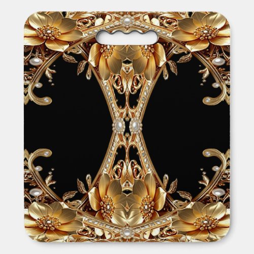 Gold Decorative Flowers Stadium Seat Cushion