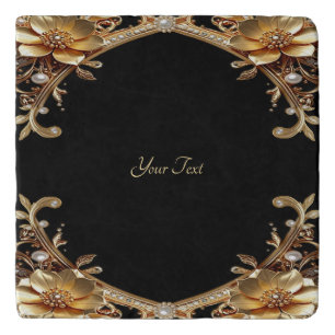 Gold Decorative Flowers Trivet
