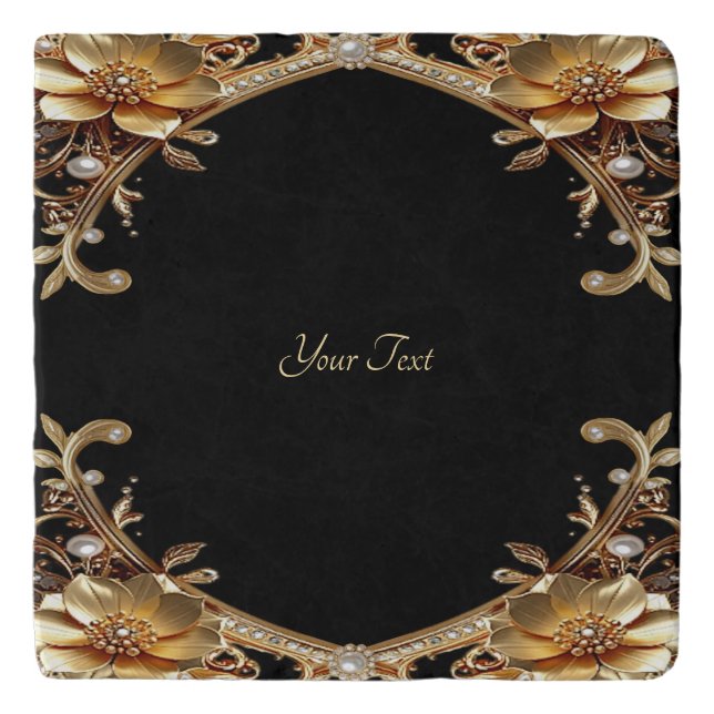 Gold Decorative Flowers Trivet (Front)