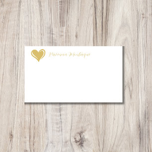 Gold Decorative Heart Handwritten Name  Note Card