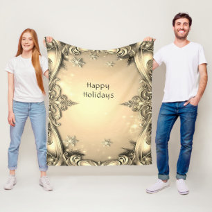 Gold Decorative Holiday Fleece Blanket