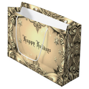 Gold Decorative Holiday Gift Bag