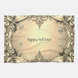 Gold Decorative Holiday Kitchen Towel