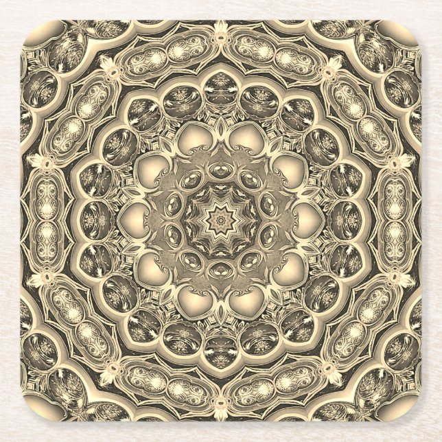 Gold Decorative Holiday Paper Coaster (Front)