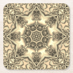 Gold Decorative Holiday Paper Coaster