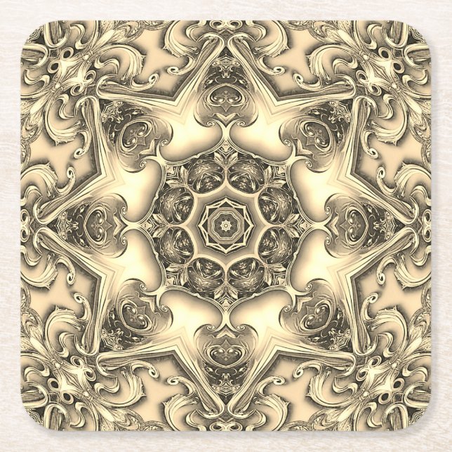 Gold Decorative Holiday Paper Coaster (Front)