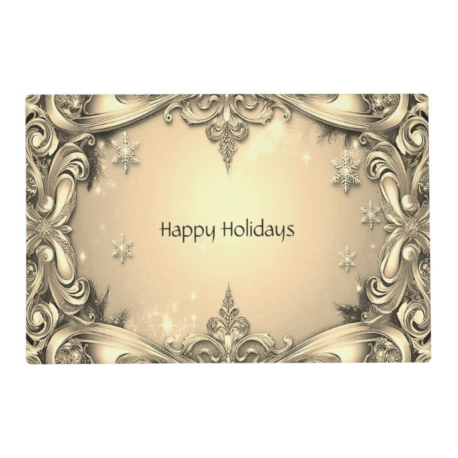 Gold Decorative Holiday Paper Placemat (Front)