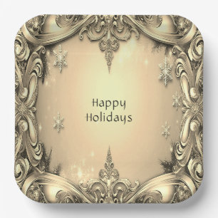 Gold Decorative Holiday Paper Plate