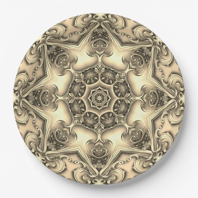 Gold Decorative Holiday Paper Plate (Front)