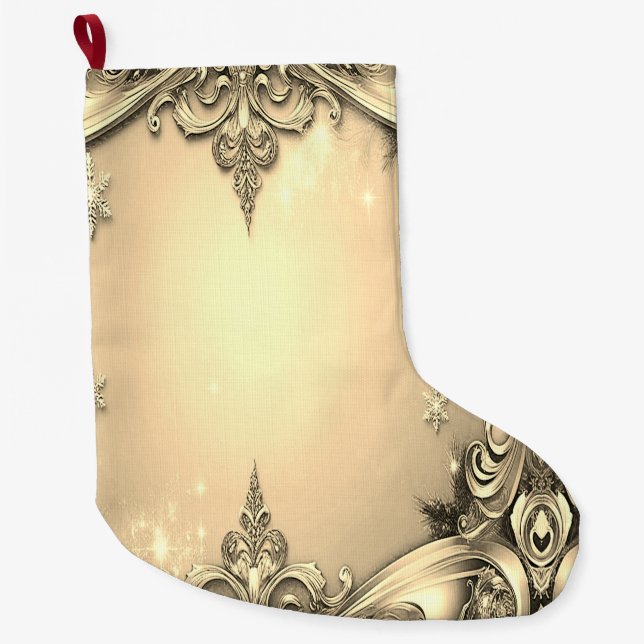 Gold Decorative Holiday Stocking (Front)