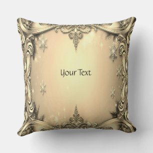 Gold Decorative Holiday Throw Pillow