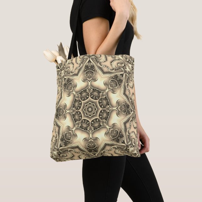 Gold Decorative Holiday Tote Bag (Close Up)