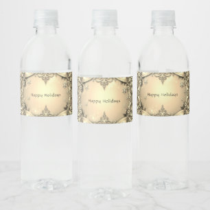 Gold Decorative Holiday Water Bottle Label