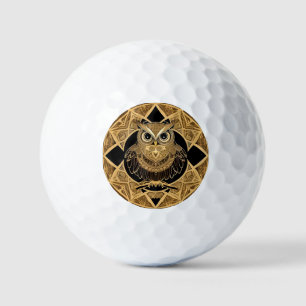 Gold Decorative Owl Mandala Design Golf Balls